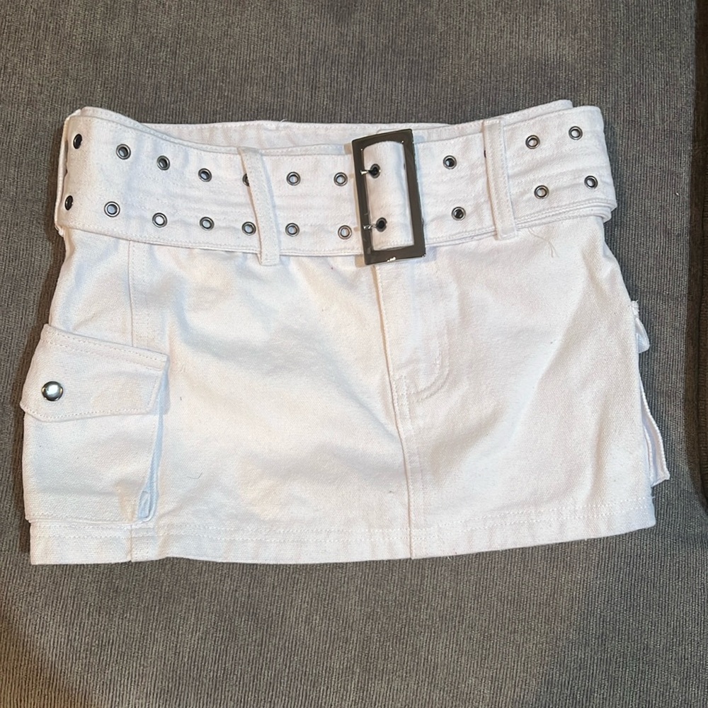 White mini skirt
